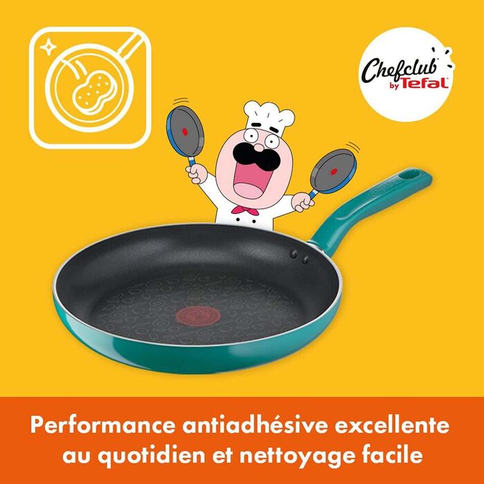 Tefal Chefclub Brat La Vista – Сковорода з антипригарним покриттям Titanium, індукційна, з термоіндикатором, зелена