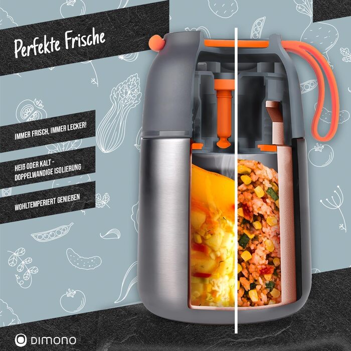 Ланч-бокс Dimono® з нержавіючої сталі (500 мл) - контейнер для їжі на виніс