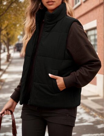 Жіноча зимова жилетка FEOYA: коротка, тепла, з коміром-стійкою, чорна (XXL)