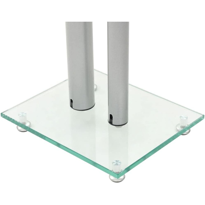 Підставки для колонок 2 шт. з подвійними колонами, скло, срібні