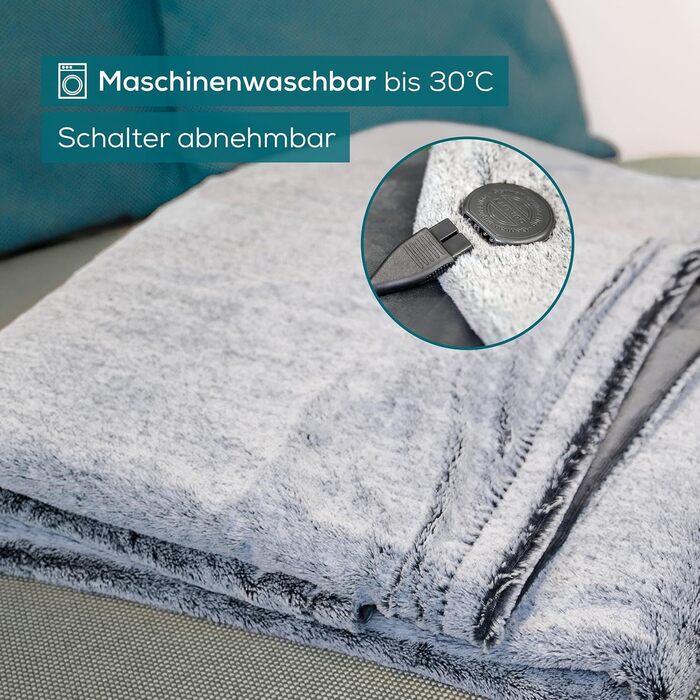 Електрична ковдра Beurer HD 75 Nordic Grey Green Planet, 180x130 см, з еко-матеріалу, 6 температурних режимів, автовимкнення