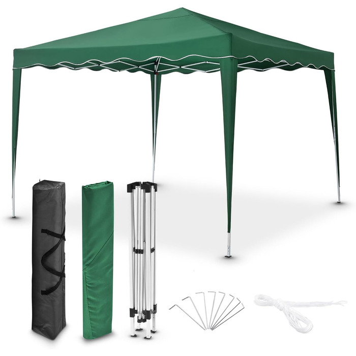 Juskys Pop-Up Gazebo Vivara 3x3 m - Height-Adjustable Pop-Up Gazebo, UV50+ & Water-Resistant - Garden Tent with Bag - Party Tent for Garden - (Green)