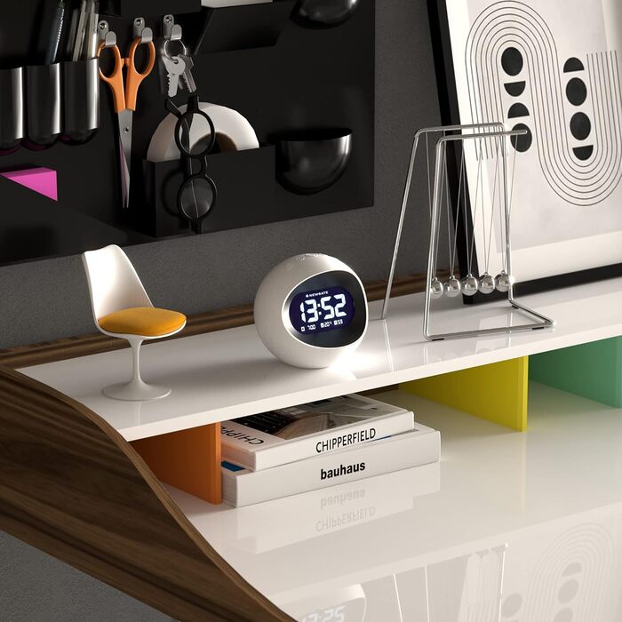 NEWGATE® Digital Centre of the Earth Clock (white with black LCD display) White With Black LCD Display