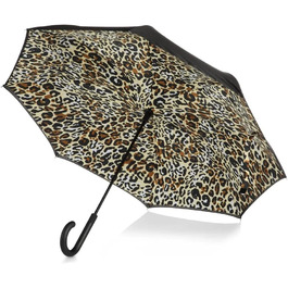 Складаний парасолька Inbrella Reverse-Close з малюнком леопарда (медовий)
