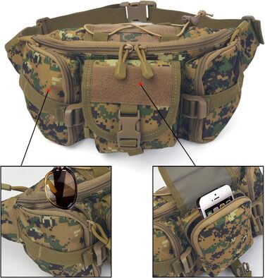 Тактична чоловіча поясна сумка Molle, водонепроникна, унісекс, для туризму, подорожей, бігу, кемпінгу (камуфляж 