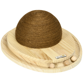 PawHut Interactive Cat Toy 2-in-1 Scratching Post with Scratching Board and Ball Track made of Jute and Pine Wood in Natural and Coffee 39.5x32.5x14.5 cm