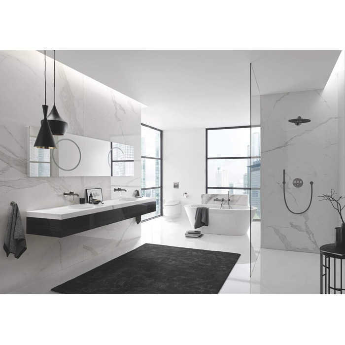 GROHE Essentials Toilet Paper Holder - No Drill Mounting, Adhesive, Brushed Hard Graphite Finish
