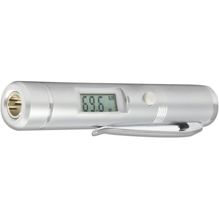 TFA Dostmann Flash Pen Infrared Thermometer, contactless measurement, versatile, robust metal housing, silver, L 19 x W 87 x H 15 mm