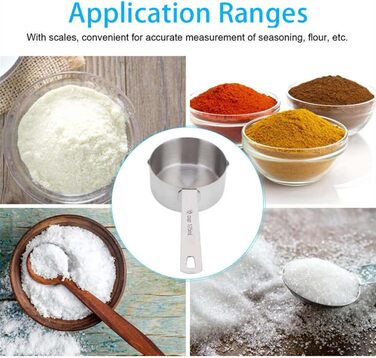 Stainless steel measuring spoon for baking, measuring cup, scoop with scale, kitchen supplies, tableware, utensils (measuring weight: 60 ml) (one color, 60 ml)