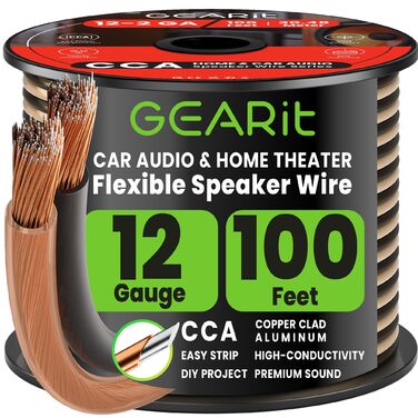 Кабель для акустики GearIT 12 AWG (30.48 м), чорний - для домашнього кінотеатру та авто