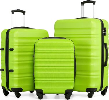 Валіза COOLIFE з жорстким корпусом, тріскачка, валіза для подорожей з TSA-замком та 4 колесами (Зелений, Набір валіз)