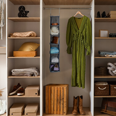 Relaxdays Clothes Rack Hanging Shelf with 6 Compartments