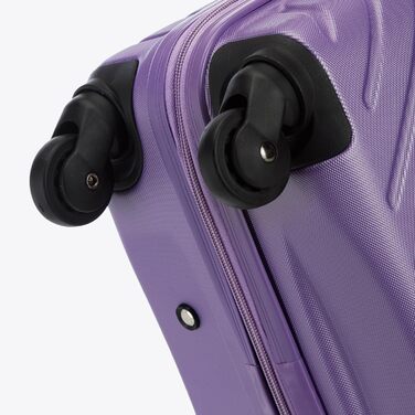 Набір валіз WITTCHEN Cube Line (S+M+L) з ABS, геометричним тисненням, 4 колесами, телескопічним ручками та комбінаційним замком. Ліловий колір.