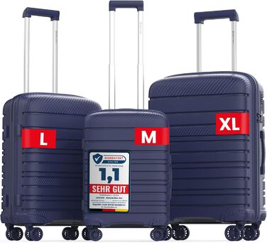 Чемодан GENTOR великий з колесами 64x44x24 см – легкий жорсткий чемодан Trolley з TSA-замком – валіза з жорстким корпусом для подорожей та відпочинку (XL, темно-синій)