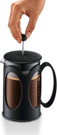 Bodum Kenya: Френч-прес для кави, 500 мл, 4 чашки, з боросилікатного скла та нержавіючої сталі, миється в посудомийній машині, Made in Portugal, чорний
