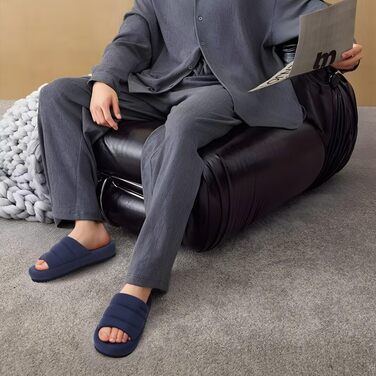 Чоловічі домашні тапочки KuaiLu, стильні, з плетінням, з м'якою устілкою з піною Memory Foam, для дому та вулиці, темно-синій, 44 EU