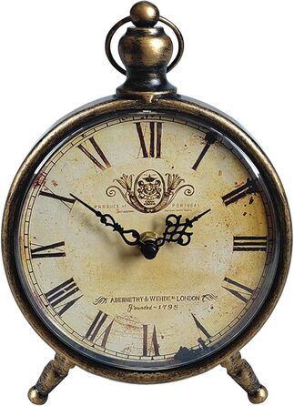 HZDHCLH Retro Silent Roman Table Clock for Living Room Bedroom Office Art Desk Clock (Copper Black)