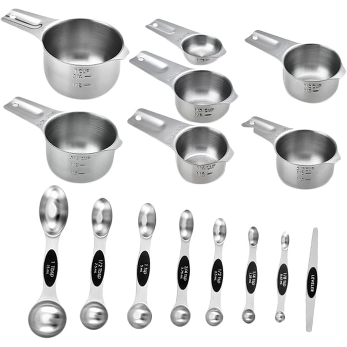 PRETYZOOM 3-Piece Measuring Cup and Spoon Set, Baking Molds, Cold Brew Coffee Maker, Coffee Cups, Medium Cookie Cutters (Reindeer), Baking Measuring Cup, Measuring Spoons, Cup, Stainless Steel