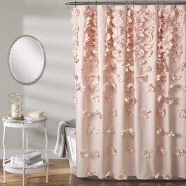 Шторка для душу Lush Decor Riley, 183x183 см, з бантиками, рожева