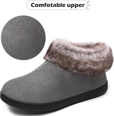 Жіночі теплі халапи з антиковзкою підошвою Mishansha, халапи з меморі-піною, плюшеві тапочки, розмір 36-43 EU (40 EU, сіре хутро)