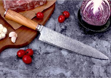 Японський ніж YOUSUNLONG Kochmesser Pro Gyuto 255мм з дамаської сталі з оливкового дерева (254мм)