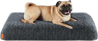 Feandrea Dog Bed, Orthopedic Dog Cushion, Padded with Bubble Foam, Removable and Washable Cover, Size M, for Small and Medium Dogs, 80 x 50 x 8 cm, Dark Grey PGW211G02