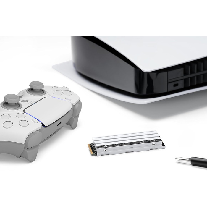 SSD Corsair MP600 Elite 1TB M.2 PCIe Gen4 x4 NVMe з кулером - для PS5 - Швидкість до 7000 МБ/с - Білий