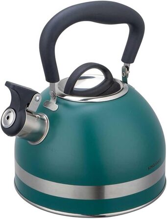 Чайник Kinghoff 1.8L з нержавіючої сталі, Induktion, з свистком, матовий зелений, KH-1855