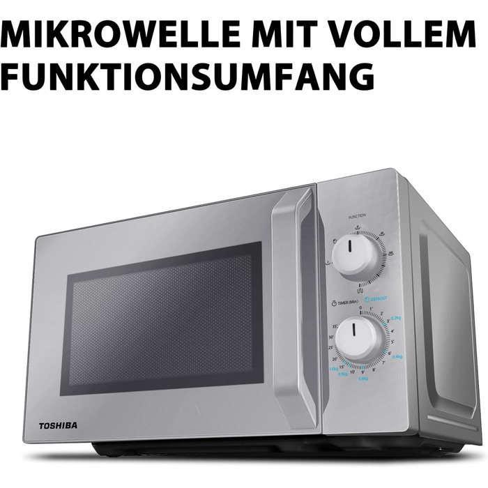 Мікрохвильова піч Toshiba MW2-MM20PF(BK) 20L, 800W, чорна, з функцією розморожування та LED-підсвічуванням