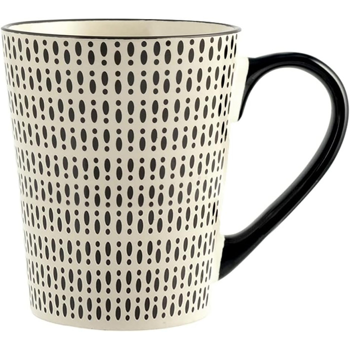 Набір келихів, чашок Vhera, 6 шт., Stoneware, чорно-білий декор, 350 cc, сучасний дизайн