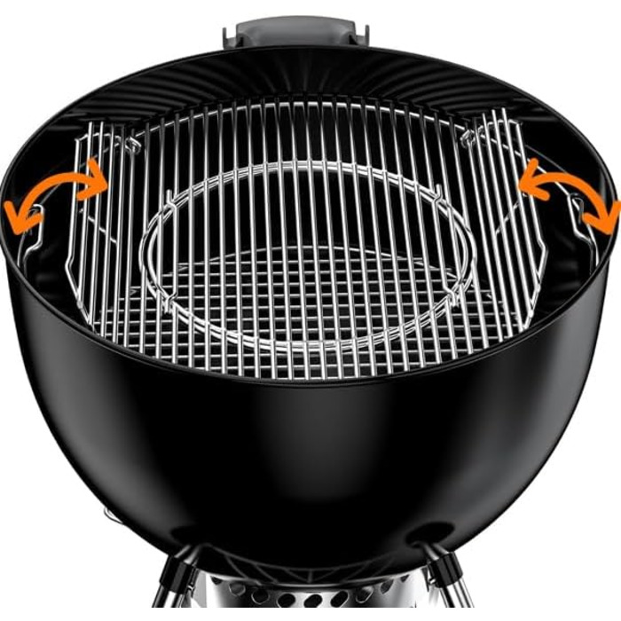 Решітка для гриля Vnierxful 8835 для Weber 22,5 дюйма, покращена, для вугільних грилів Kettle, Performer, Master-Touch, система Gourmet BBQ, шарнірна, сталева