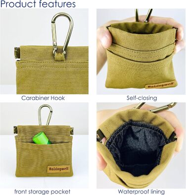 Сумка для корму для собак LeckerLibeutel: міцна бавовна, карабін, самозакривна блискавка, для прогулянок та подорожей (колір: коричневий)