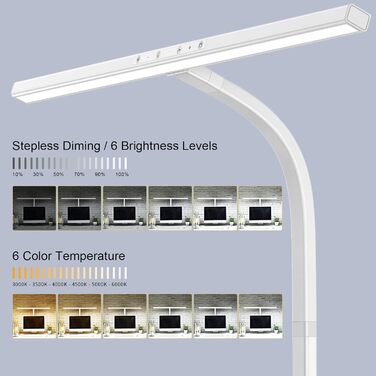 LED лампа для столу EppieBasic з регулюванням яскравості, 24W, для офісу та дому, захист очей, 6 кольорів, авто-диммування