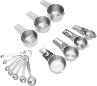 HUONIU 14-Piece Stainless Steel Measuring Cups and Spoons Set, Kitchen Utensils