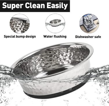 Набори мисок для собак великих, середніх та малих порід, 2 шт. з нержавіючої сталі з антиковзним силіконом, 22 см