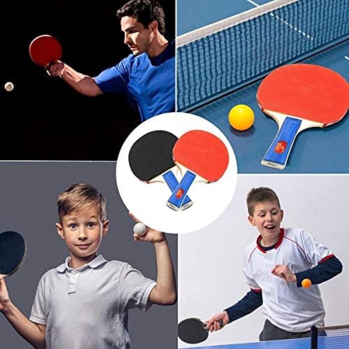 Набір для пінг-понгу для 2 гравців, 5 шт. - 2 ракетки та 3 м'ячі - для хобі, подорожей, тренувань (Indoor/Outdoor)