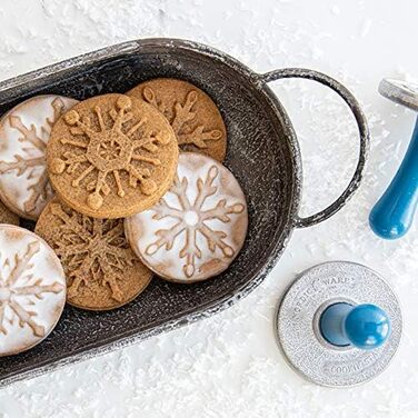 Nordic Ware Disney Frozen 2 Cookie Stamps, Design: Falling Snowflake, Set of 3, Silver with Blue Handles