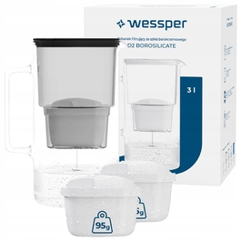 Скляний фільтр-кувшин Wessper D2 BOROSILICATE, 3 л, чорний + 3 фільтри