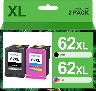 Комплект картриджів HALLOLUX 62XL для принтерів HP Envy 5540, 5544, 5545, 5548, 5640, 5646, 7640 та OfficeJet 200, 5740, 5742, 5744 (чорний та кольоровий, 2 шт.)