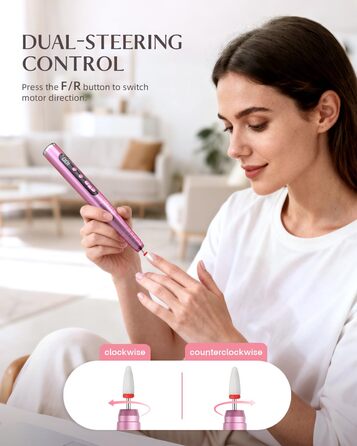 Електрична фрезерна машинка JOREST 13-в-1 бездротова, 35 000 об/хв, 6 режимів - набір для манікюру для гелевих та акрилових нігтів, догляд за нігтями для початківців, рожевий колір