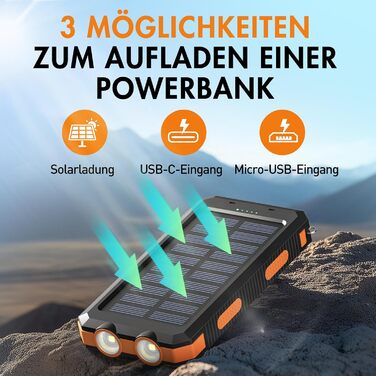 Power Bank Vikeri Solar 26800mAh: Сонячний акумулятор з USB-C, 4 виходами, водонепроникний, для смартфонів, планшетів та іншого