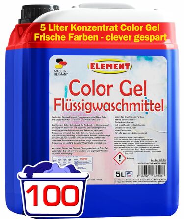 Рідкий пральний засіб Element Color Gel для кольорових речей, без запаху, 10 л (200 прань)