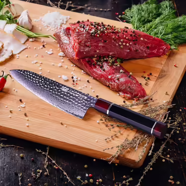 FINDKING Eternity Series Japanese Chef's Knife with ABS Sheath, Professional Kitchen Knife, 9Cr18MoV Damascus Steel Blade, Resin Octagonal Handle, Sharp, for Cutting Meat, 8 Inch/21CM