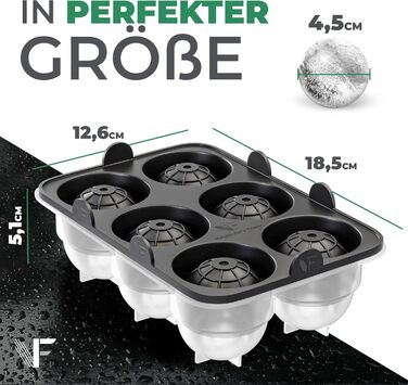 Neighbour's Friend Patented Ice Ball Mold 2-Pack - Large Round Platinum Silicone Ice Cube Mold for Cocktails, Whiskey & Long Drinks - 12x Round Ice Cubes, Dishwasher Safe - XXL Ice Cubes