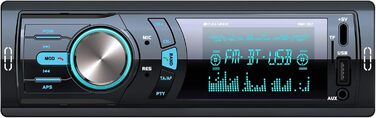 Автомагнітола Caliber 1DIN Bluetooth, FM-тюнер, 4x75Вт, USB/MicroSD, зарядка 2.1A, AUX, гучний зв'язок, зовнішній мікрофон, RCA вихід, регулятор підсвітки, 85мм, підтримка MP3/WMA/APE/FLAC