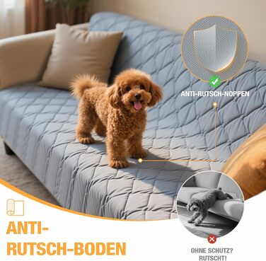 Водонепроникний килимок для собак Lekereise 137x208 см – 100% поглинаючий, не пропускає витоки, м'який, з антиковзаючим покриттям. Захист для дивану, ліжка та авто. Практичний килимок для собак та котів (Сірий)