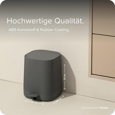 Смітник для ванної кімнати blackswedenhome на 5л з м'яким закриттям (Softclose) та внутрішнім відром, сірий
