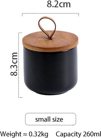 Контейнер для кави, цукру, чаю та спецій з керамічного скла з кришкою (260 мл, чорний)
