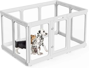 Кіяниця для цуценят SISKEYCOOC 60см з акрилового пластику, прозора, з дверцятами, для собак середніх та маленьких порід, легка у догляді, для дому (10 шт.), білий колір, 60см висота