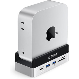 ORICO MiniDock VS10: Док-станція та підставка для Mac mini M4/M4 Pro з корпусом для NVMe SSD, хаб USB-C з 4K HDMI, DisplayPort, SD/TF 3.0, USB-C/A 10Gbps, PD 100W, 10-в-1, DIY
